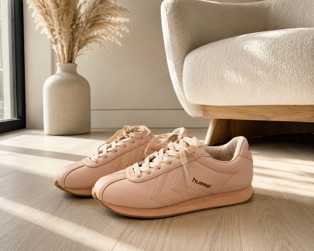 Hummel Blush Pink Leather Sneakers Women's Size 5 Casual Shoes